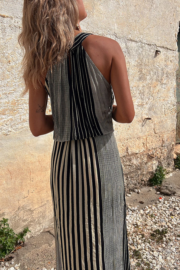 MW | One More Chance Gestreiftes Midikleid mit verstellbarer Taille