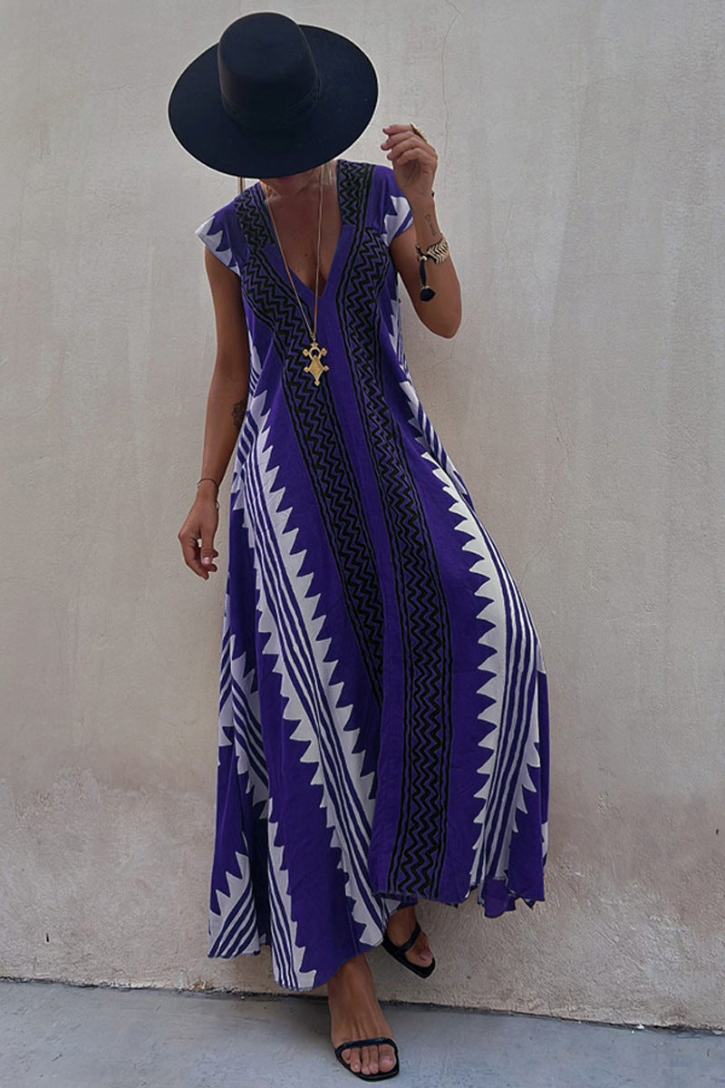 MW | Strandtermine Ethnodruck Maxikleid in A-Linie