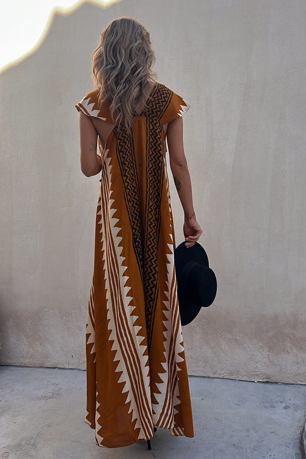 MW | Strandtermine Ethnodruck Maxikleid in A-Linie