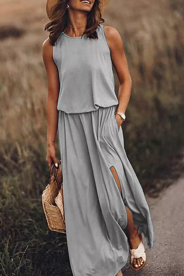 MW | Giselle Locker geschnittenes Maxikleid mit Schlitz