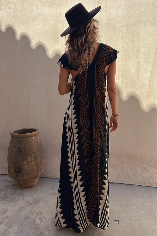 MW | Strandtermine Ethnodruck Maxikleid in A-Linie