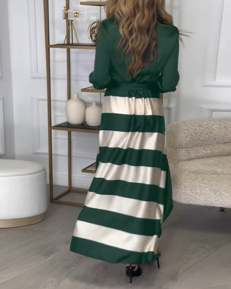 MW | Elegantes gestreiftes Maxikleid