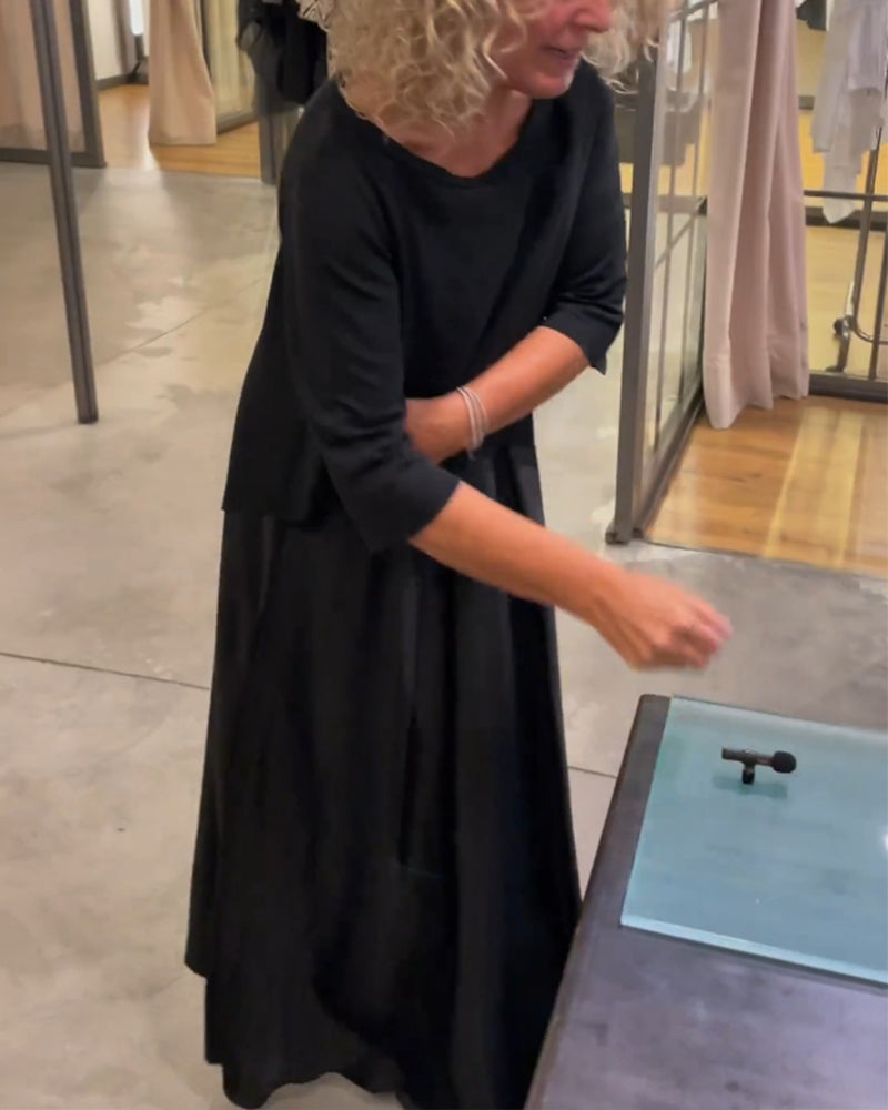 MW | Zweiteiliges Set mit trägerlosem Kleid und einfarbigem Oberteil