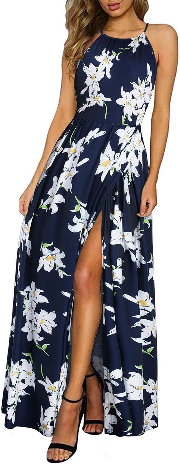 MW | Halter Maxikleid mit Schlitz