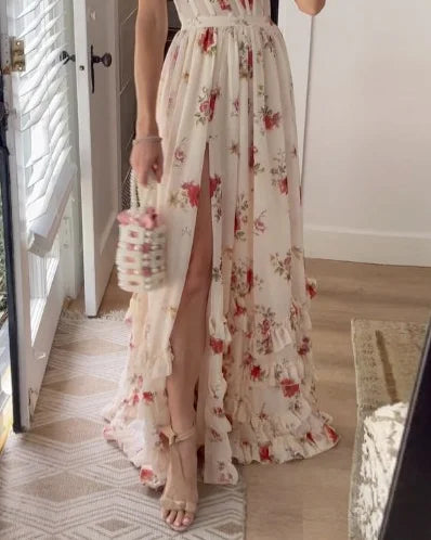 MW | Elegantes geblümtes Maxikleid