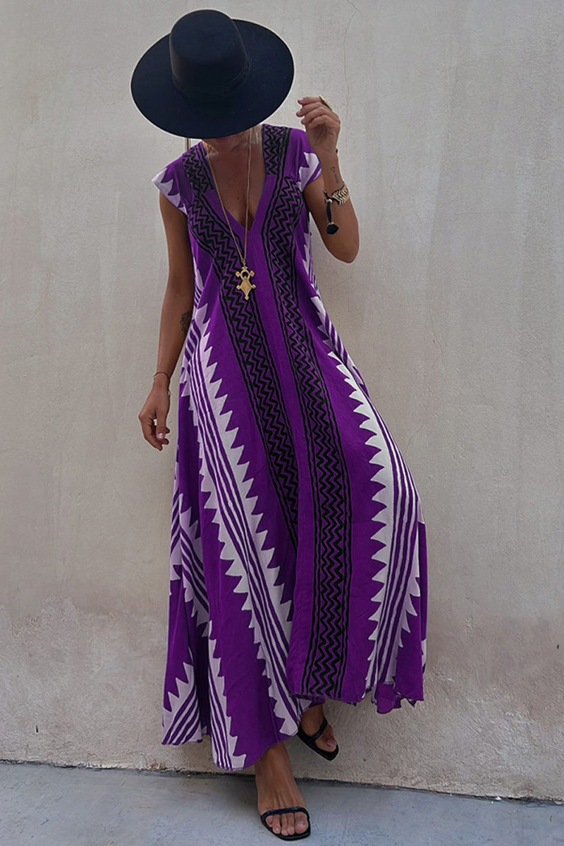 MW | Strandtermine Ethnodruck Maxikleid in A-Linie