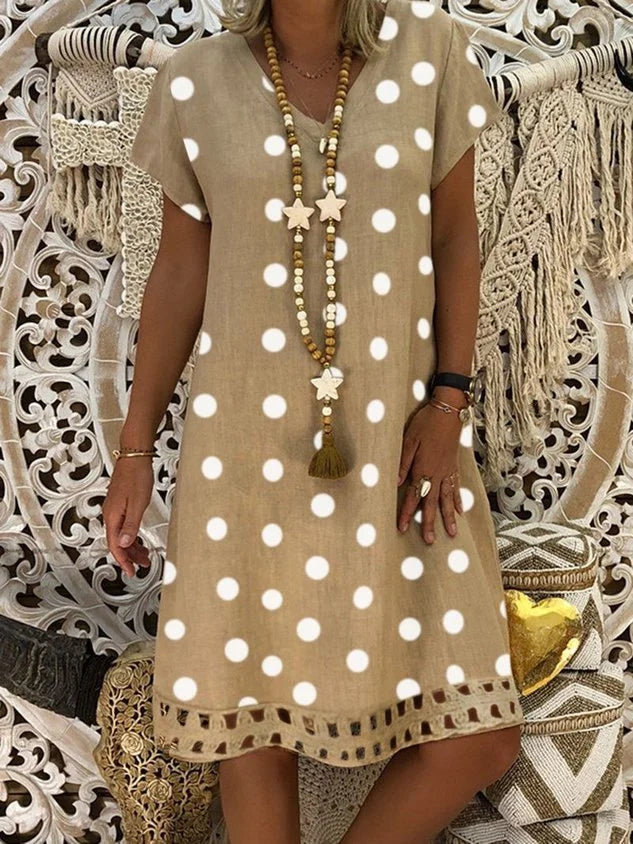 MW | Sommerkleid mit V-Ausschnitt und Polka Dots