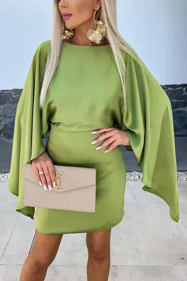 MW | Sahara -Schönes Minikleid mit Schmetterlingsärmeln aus Satin