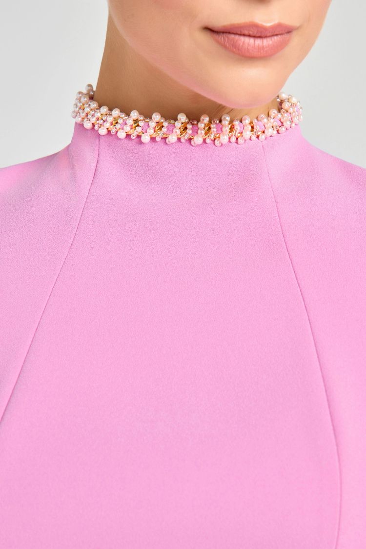 MW | Süßer und eleganter Duft Perlenbesatz Kurzärmeliges Minikleid mit Taschen
