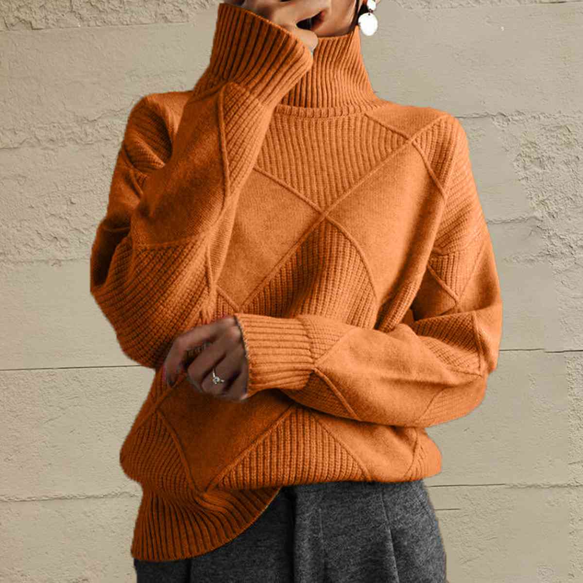 EM | Schicker Turtle-neck pullover aus geometrischem Strick