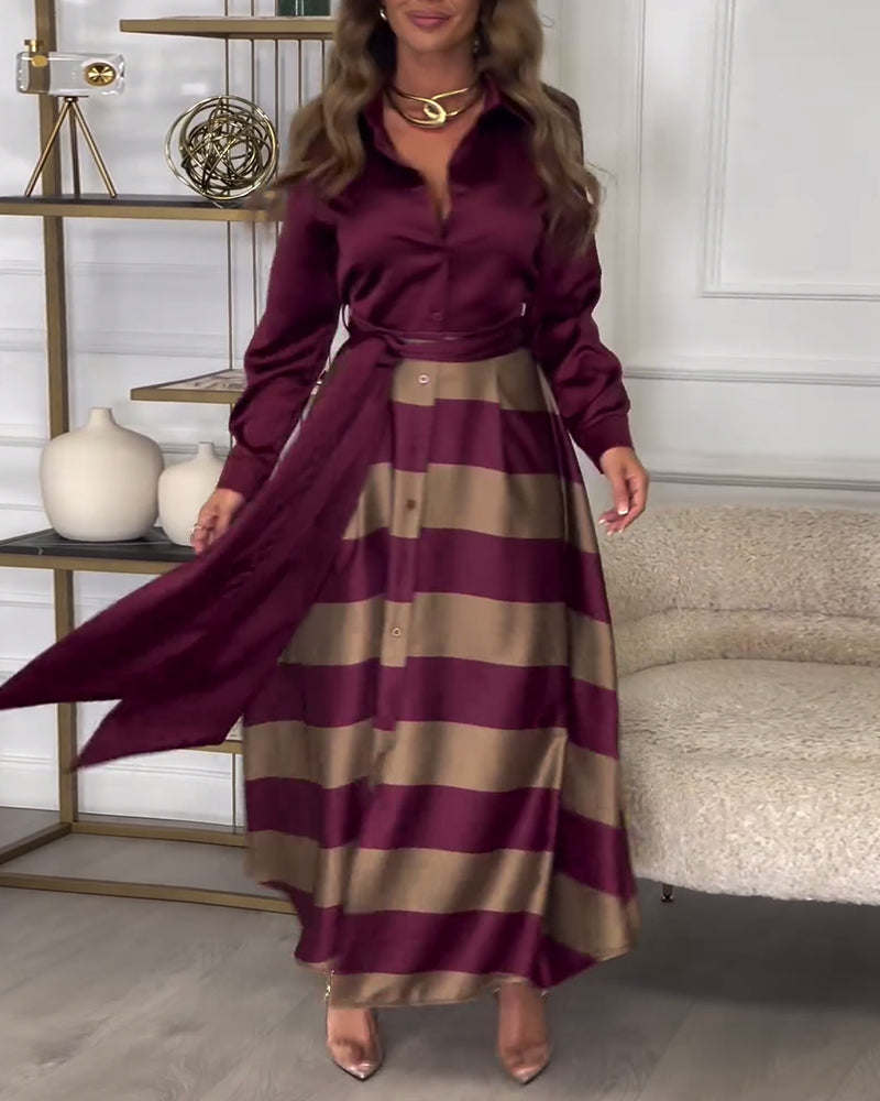 MW | Elegantes gestreiftes Maxikleid