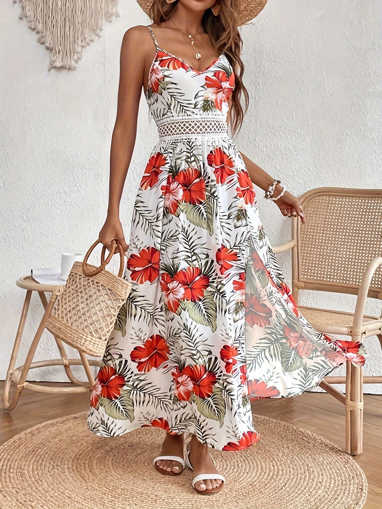 MW | Elegantes geblümtes Maxikleid