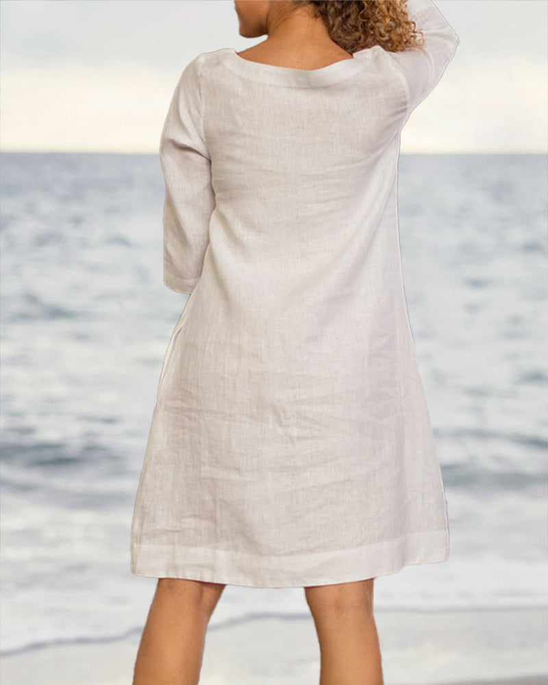 MW | 3/4-Ärmel Kleid Lose Passform Minikleid