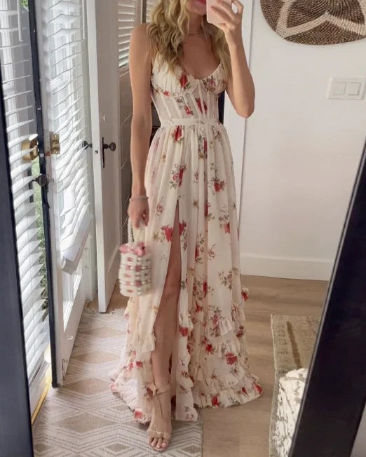 MW | Elegantes geblümtes Maxikleid