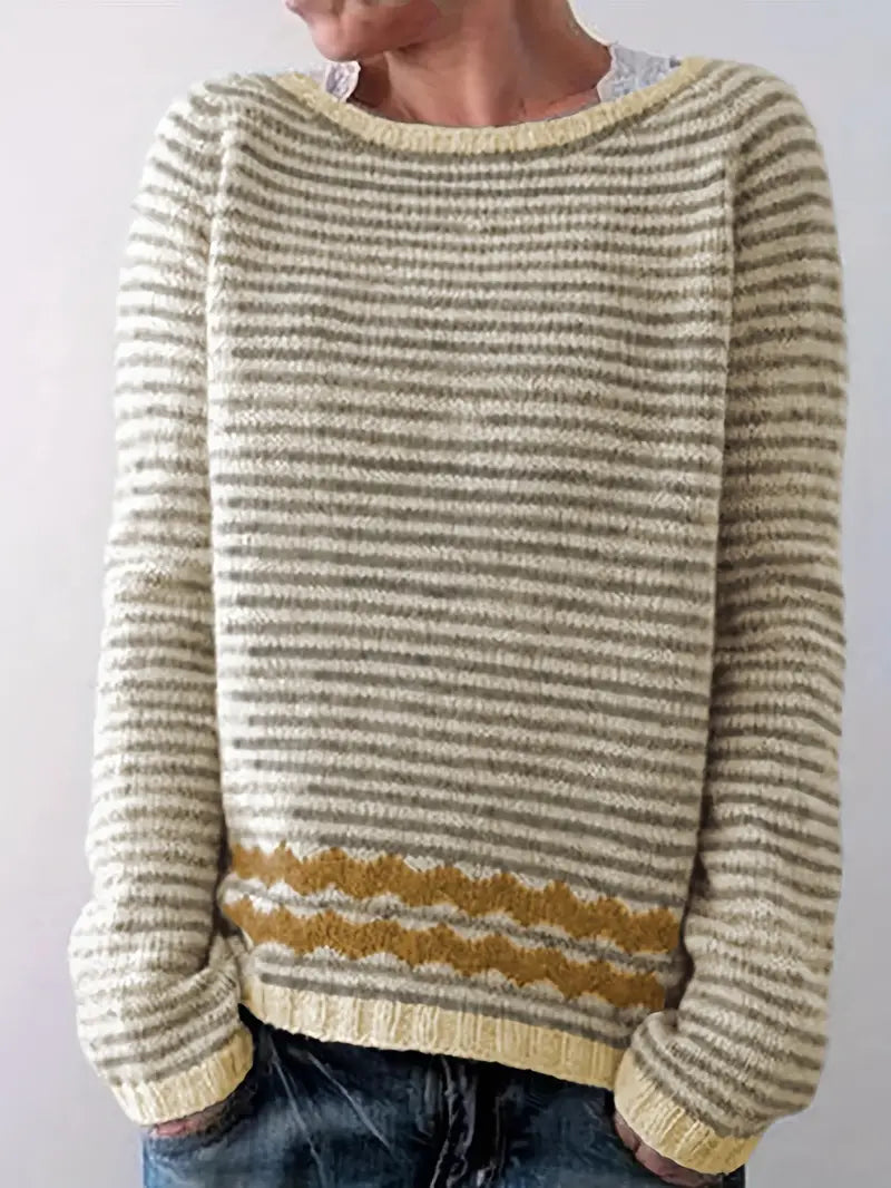 EM | Gestreifter Strickpullover mit geometrischem Muster