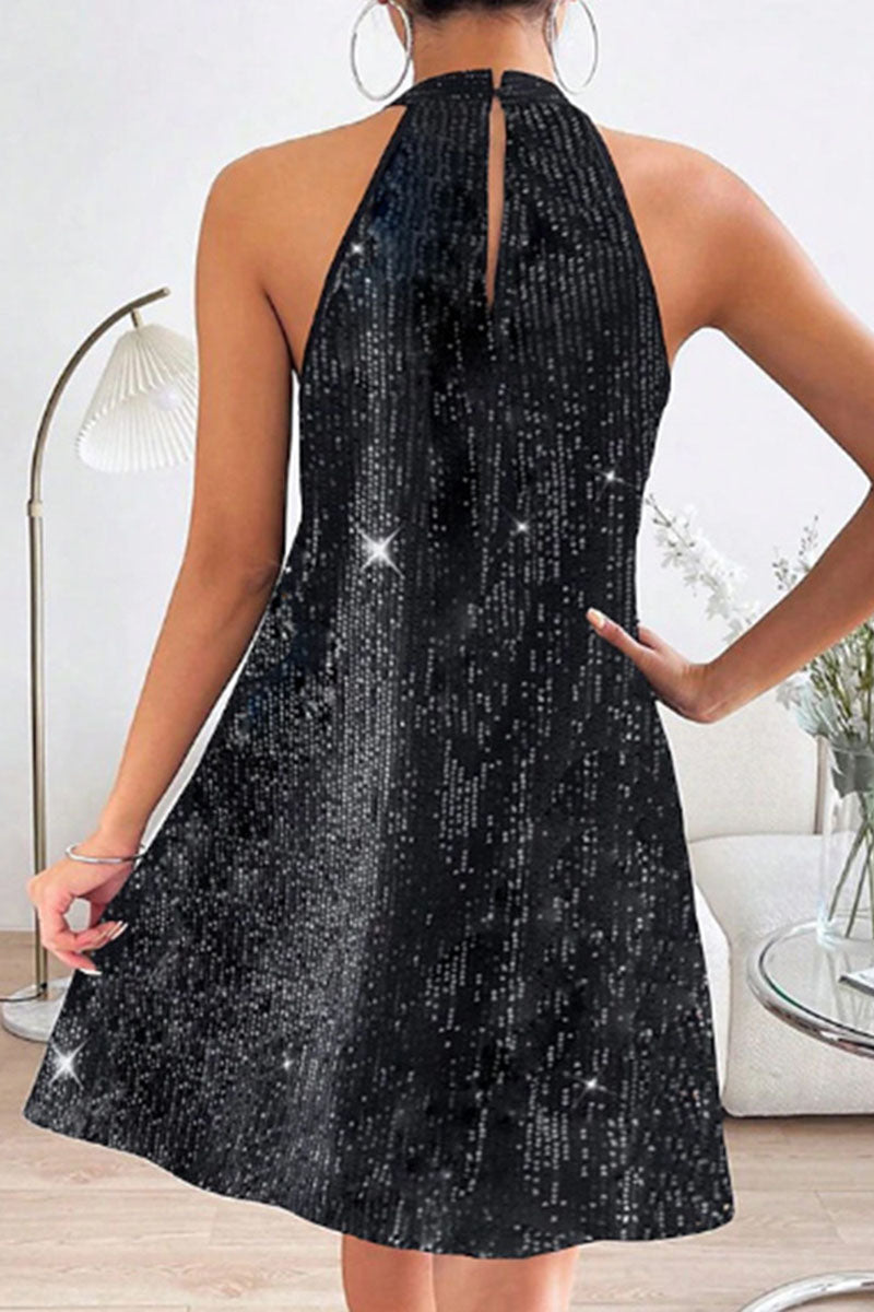 MW | Halter Off Shoulder Sexy Paillettenkleid