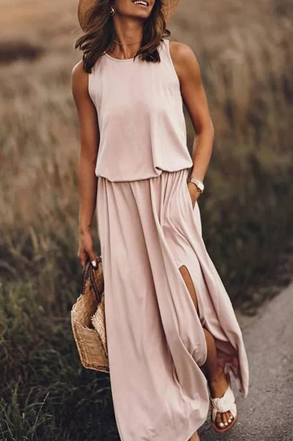 MW | Giselle Locker geschnittenes Maxikleid mit Schlitz