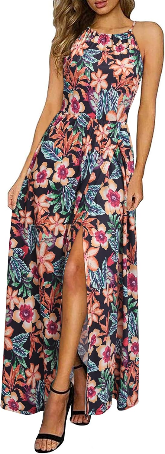 MW | Halter Maxikleid mit Schlitz
