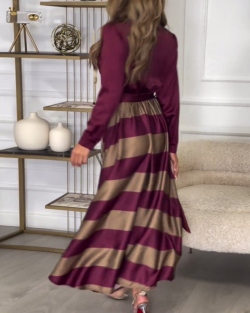 MW | Elegantes gestreiftes Maxikleid