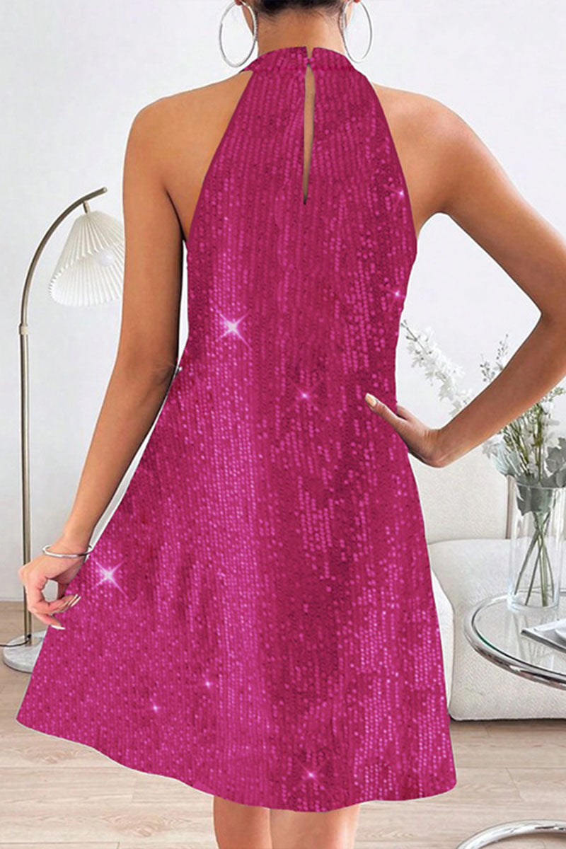 MW | Halter Off Shoulder Sexy Paillettenkleid