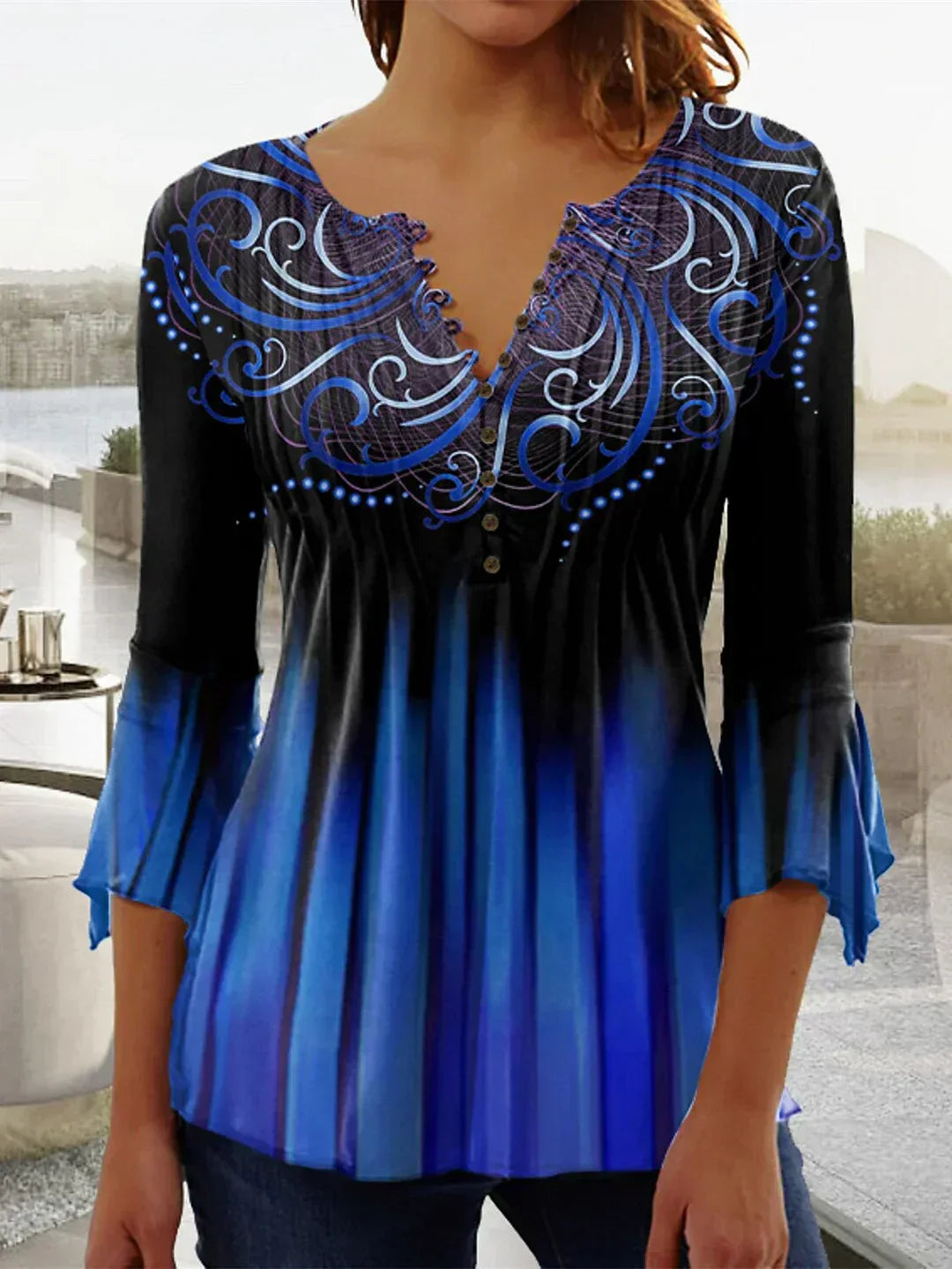 EM | Damen Top mit grafischem Blumenprint
