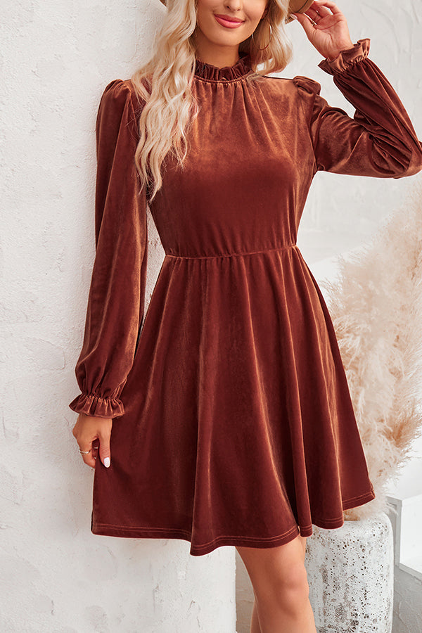 MW | Rollkragen Langärmeliges Minikleid aus Samt