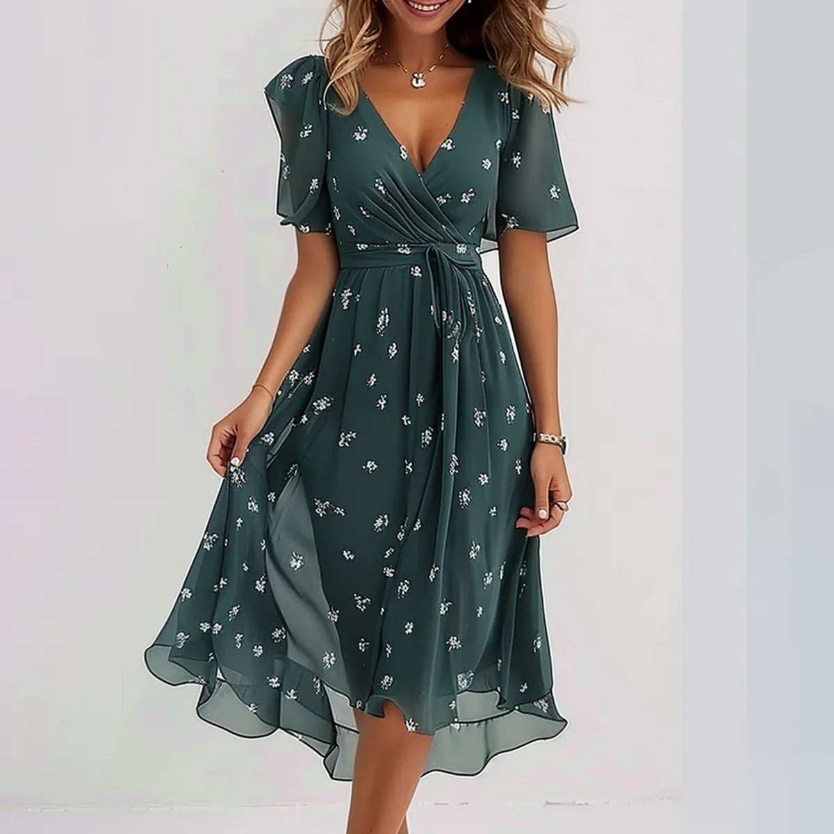 Asta - Elegantes Kleid mit kurzen Ärmeln