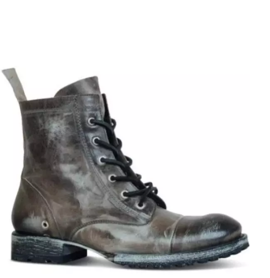 EM | Klassische robuste Vintage-Leder-Schnürstiefel