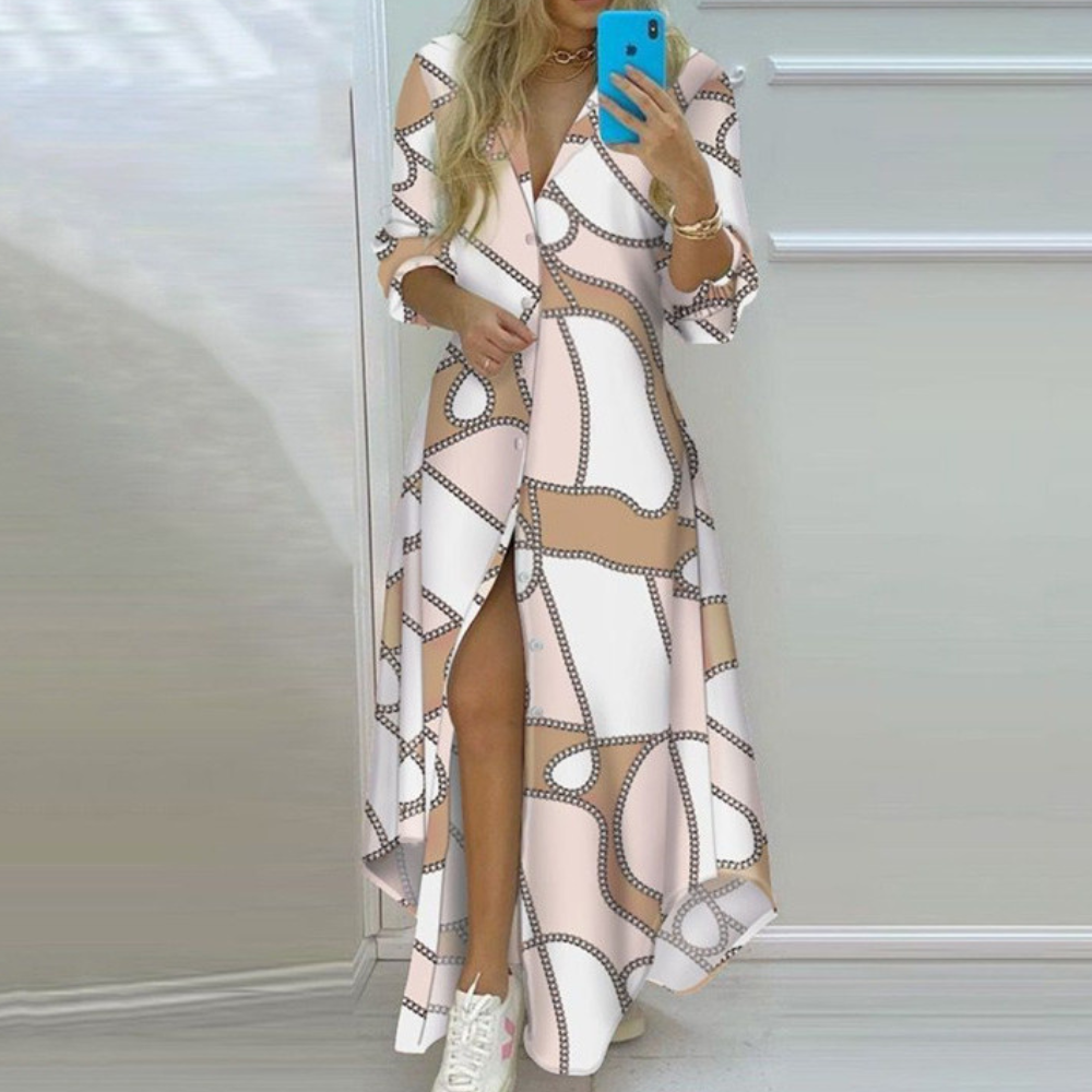 MW | elegantes langärmeliges Maxikleid für legere und formelle Anlässe