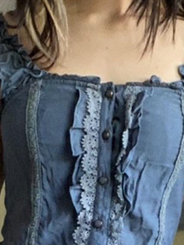 MW | Patchwork-Spitzen-Minikleid mit gestreiften Trägern