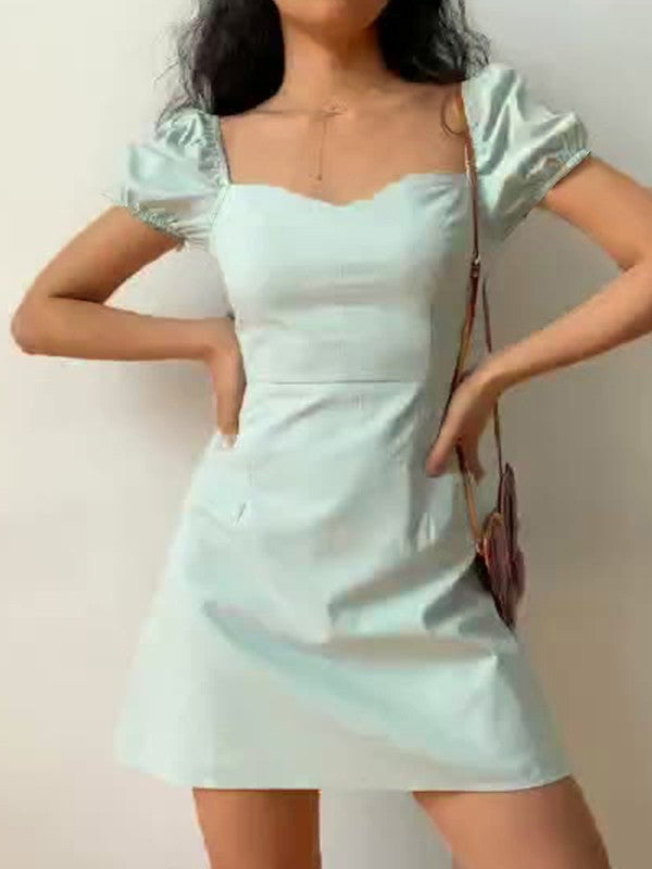MW | Vintage Minikleid mit Puffärmeln