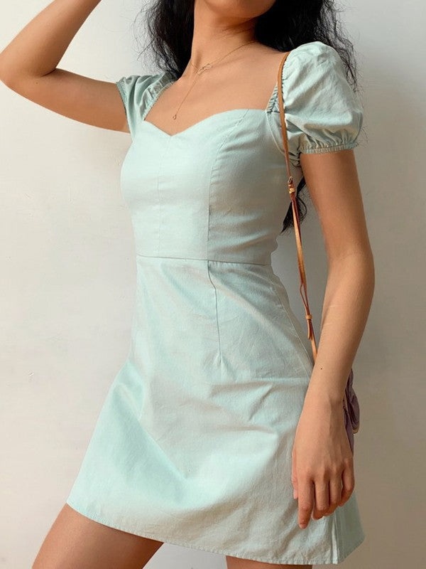 MW | Vintage Minikleid mit Puffärmeln