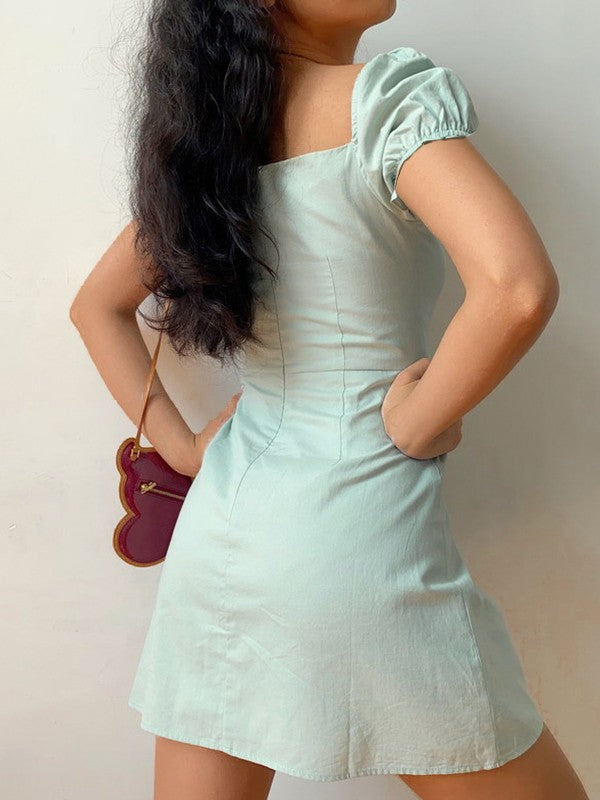 MW | Vintage Minikleid mit Puffärmeln