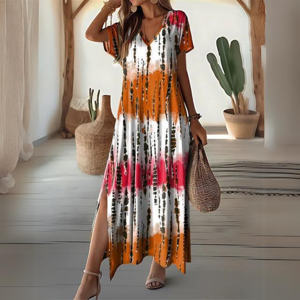 EM | Elegante, farbenfrohe Robe
