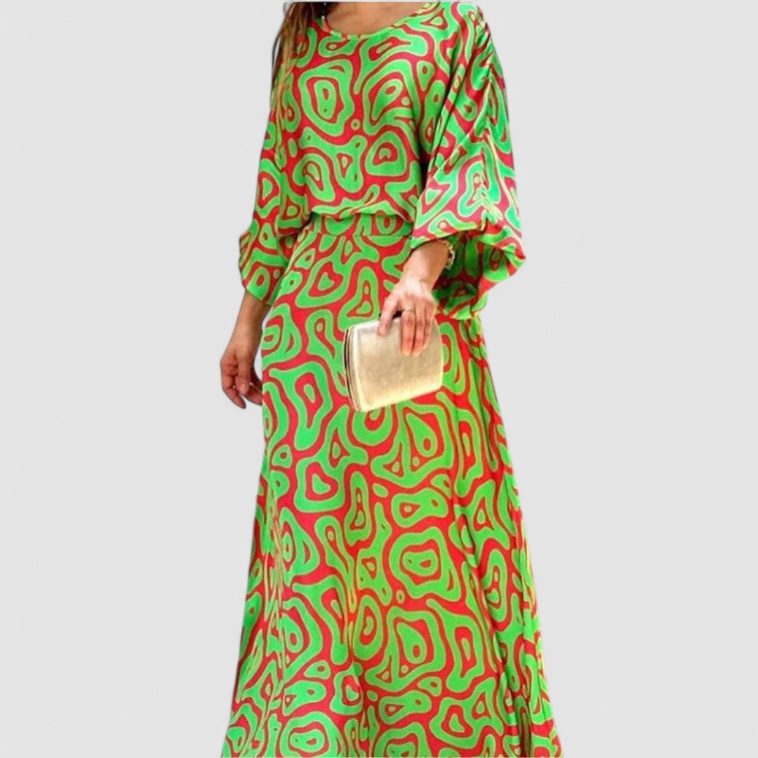 MW | Abstraktes Print-Maxikleid