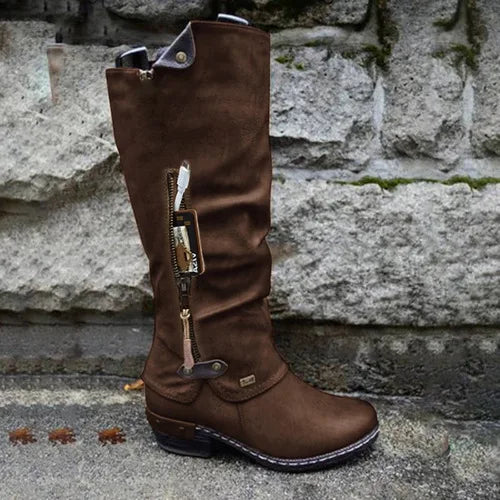 EM | Kniehohe Lederstiefel mit Reißverschluss