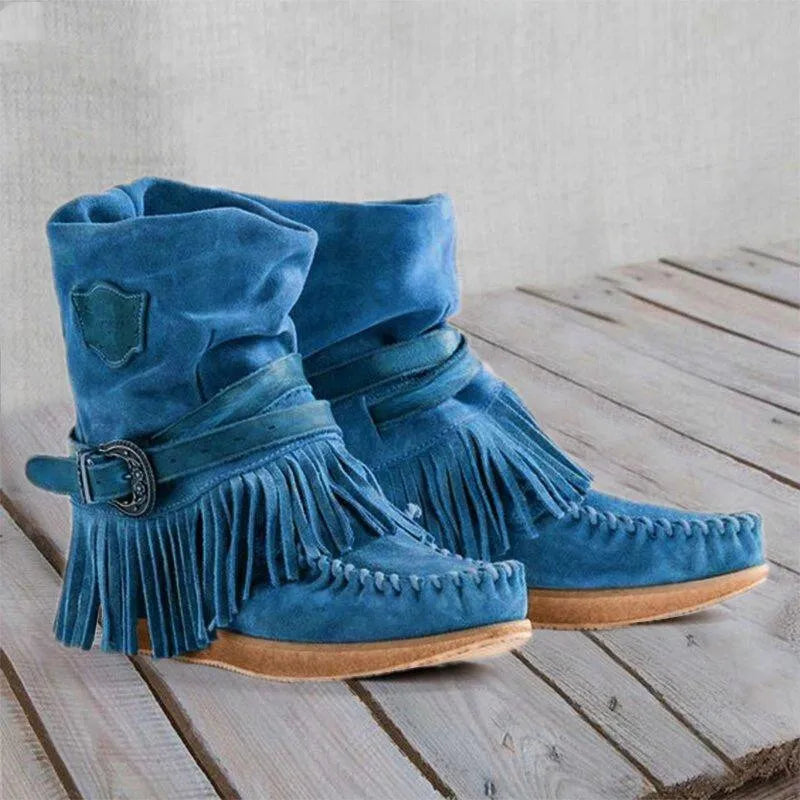 EM | Boho Fransen Mokassin Stiefel