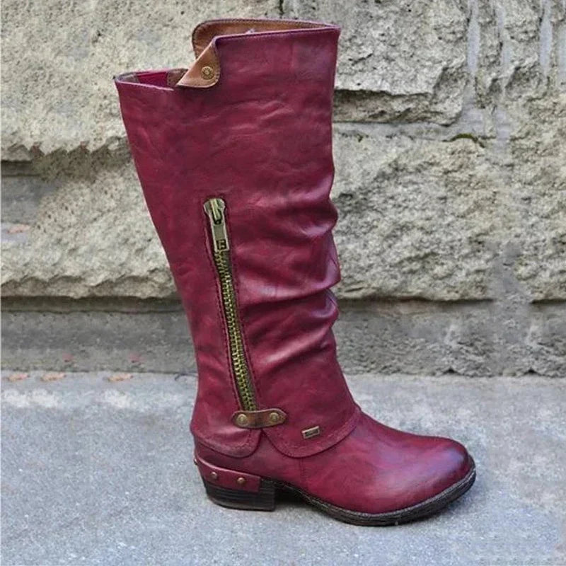EM | Kniehohe Lederstiefel mit Reißverschluss
