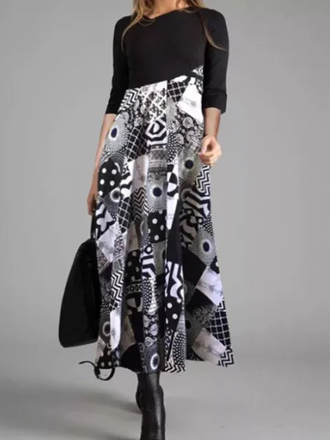 EM | Geometrisches Patchwork-Maxikleid