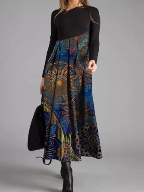 EM | Geometrisches Patchwork-Maxikleid