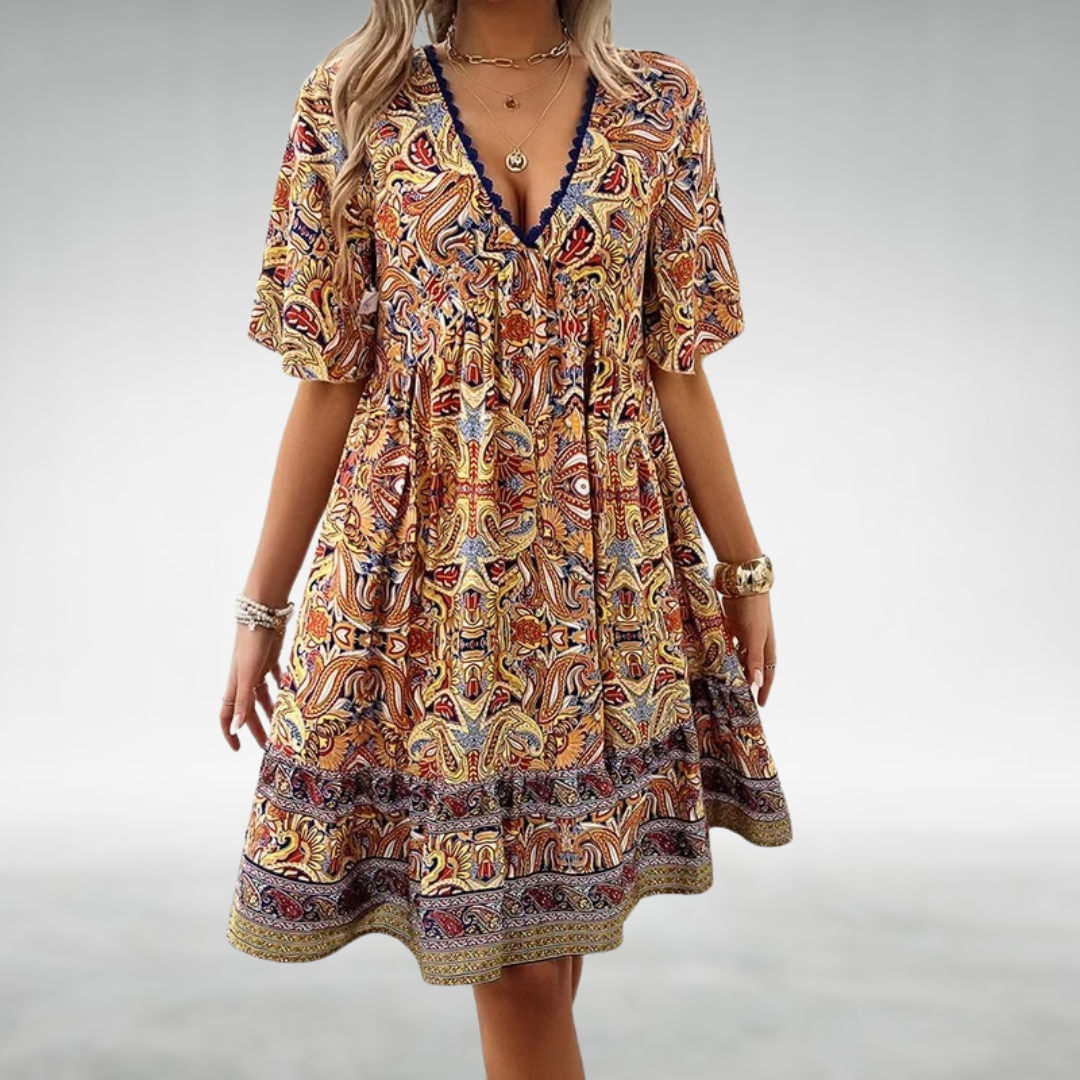 MW | Sommer Boho Paisley Print Minikleid