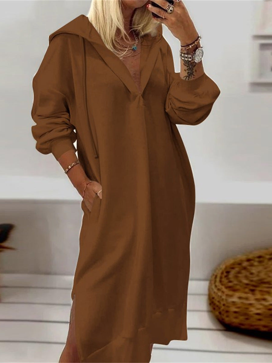 MW | Kleid Sweatshirt Lang mit Kapuze