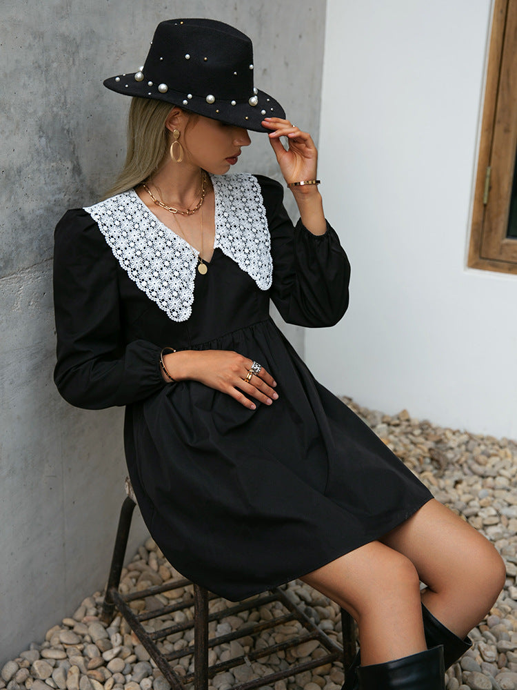 MW | Vintage Peter Pan Kragen schwarz Spitze Kleid