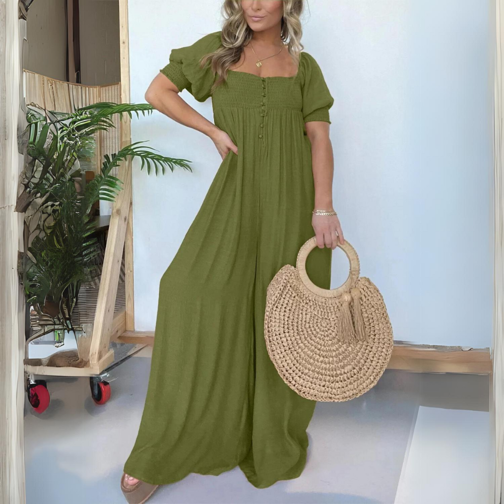 EM | Jumpsuit mit quadratischem Ausschnitt und Knöpfen