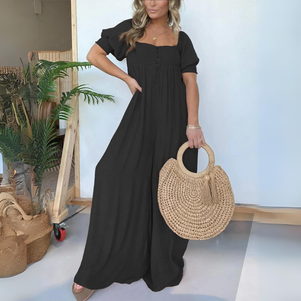EM | Jumpsuit mit quadratischem Ausschnitt und Knöpfen
