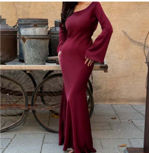 MW | | Damen Langarm Hochzeits Gast Kleid | Maxi