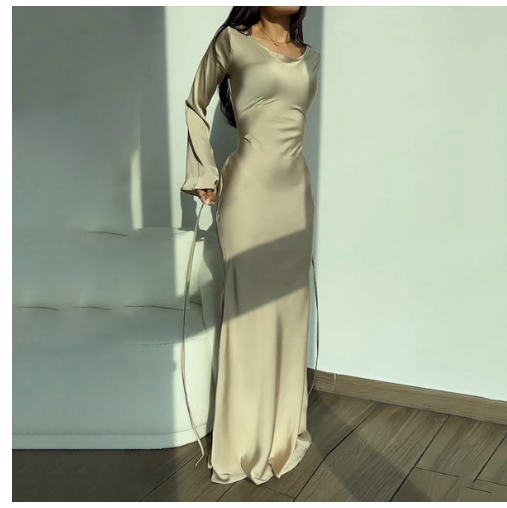 MW | | Damen Langarm Hochzeits Gast Kleid | Maxi