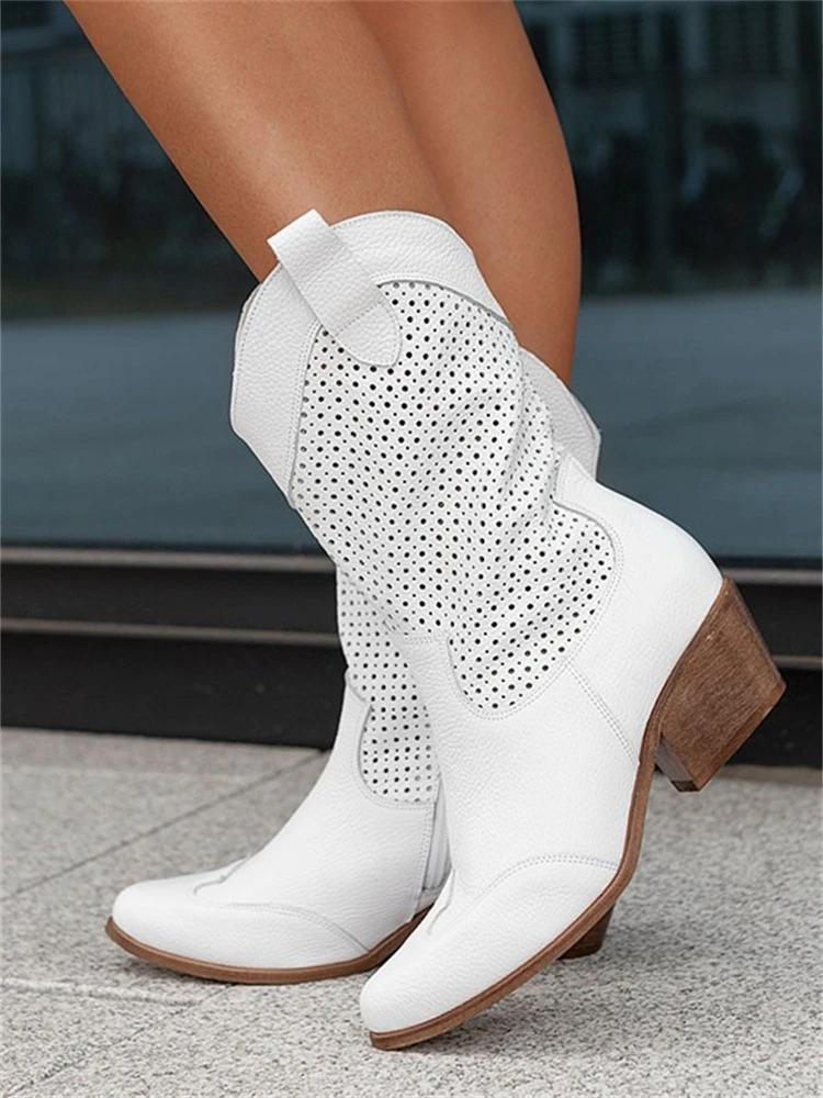 EM | Mittelhoher Absatz Gebranntes Wildleder Niedrig geschnittene Damenstiefel Trendy