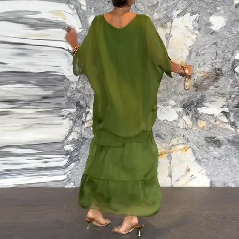 MW | Fließendes Maxikleid im Lagenlook