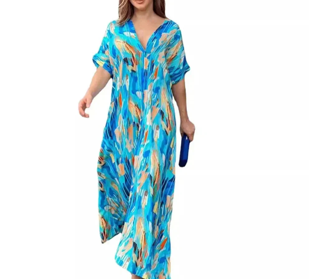 Clarise - Strandkleid mit V-Ausschnitt und geteilter Spitze